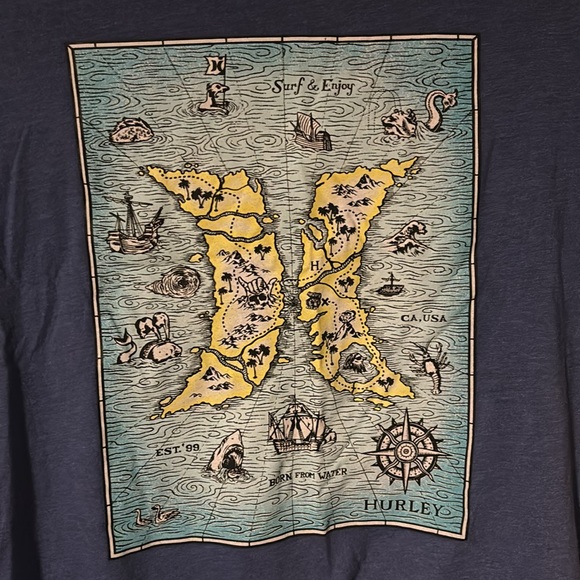 BOYS HURLEY TEE ocean map size xl - Picture 2 of 3